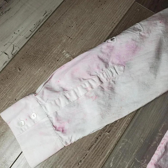 SUNO Pink and White Tie-Dye Watercolor Lace Embroidery Cold Shoulder Top NWOT - Picture 6 of 12